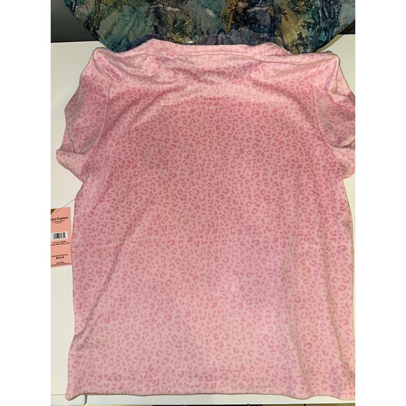 Juicy Couture 2Pc Velour Pajama Pink Cheetah Shorts TShirt Set LG - Picture 6 of 6